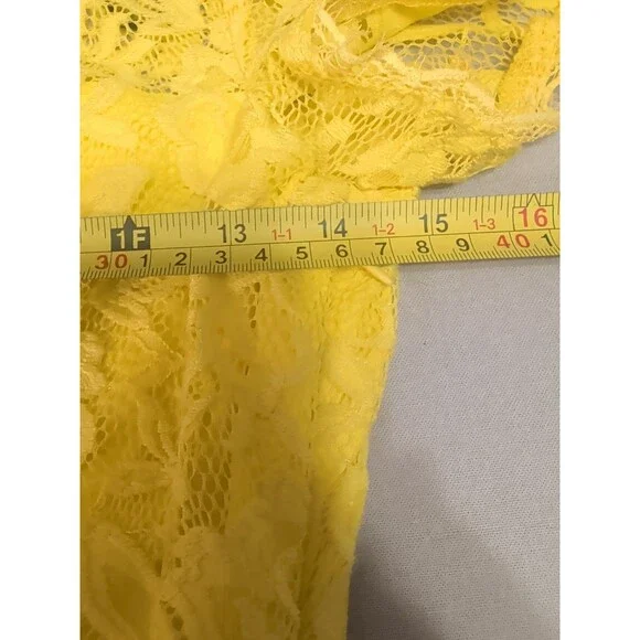 Nordstrom Yellow Floral Lace Midi Dress Short Sleeve Occasion Size XSmall - Picture 9 of 13